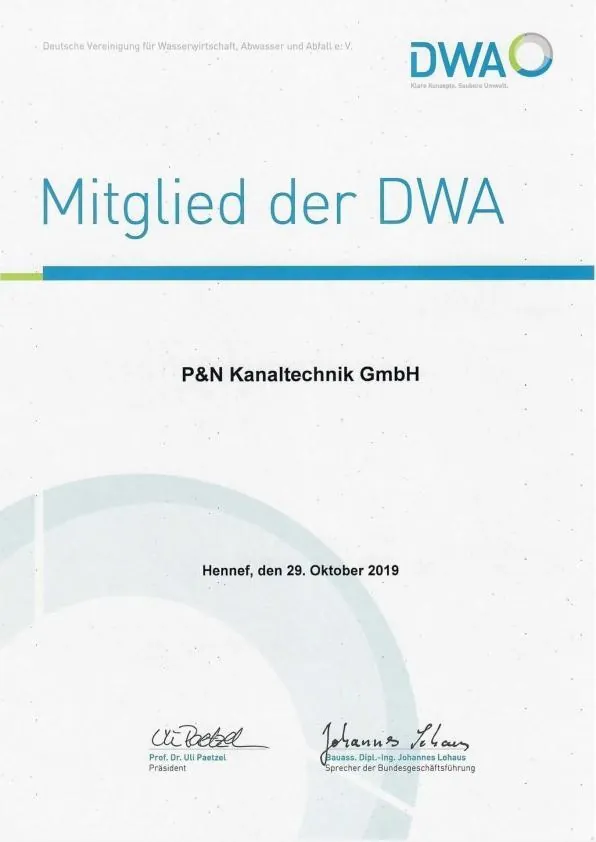 Urkunde: Mitglied der DWA